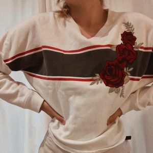 Hollister Rose embroidery cropped crewneck